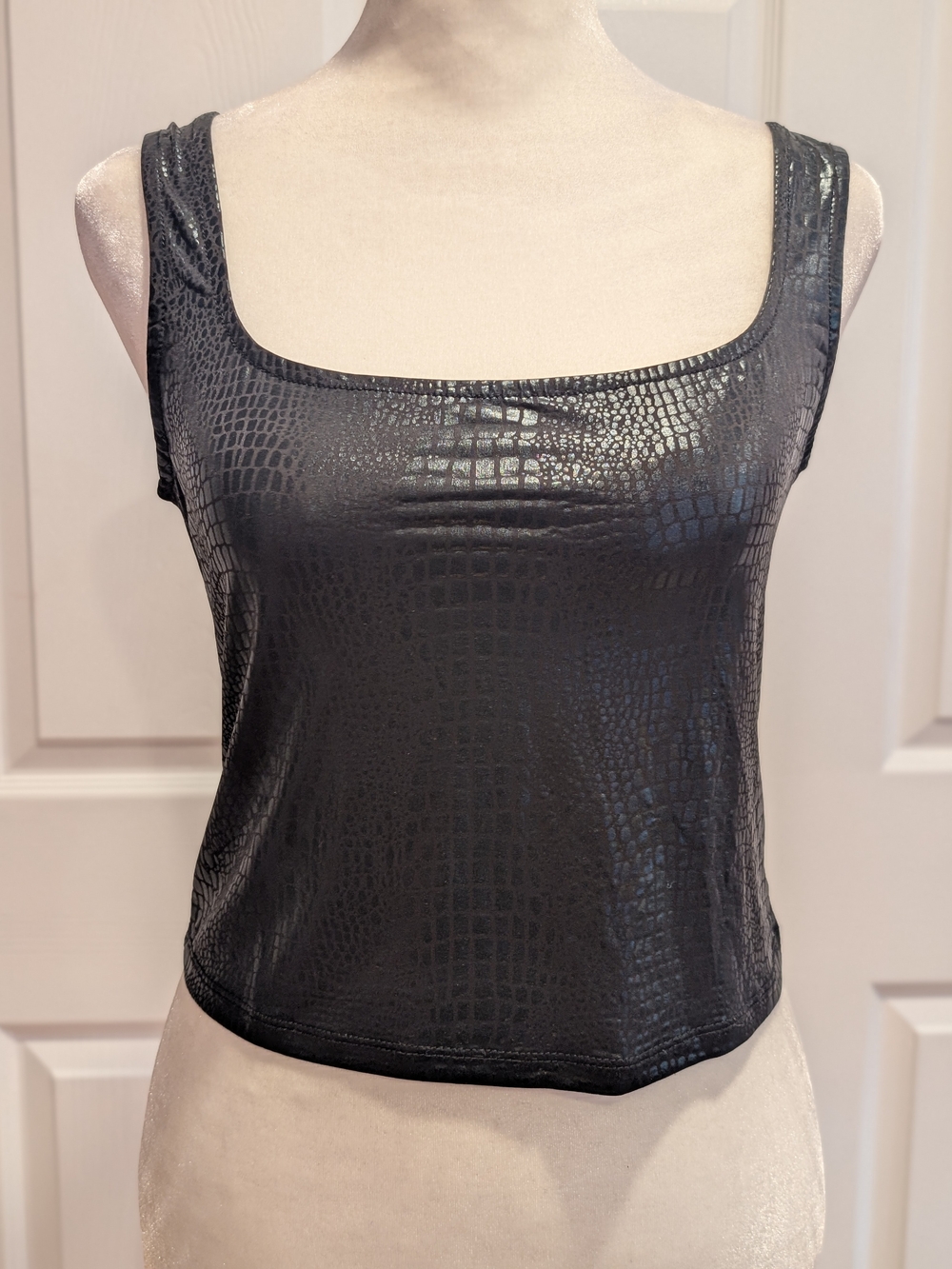 Women's Black Croc-Embossed Tank Top